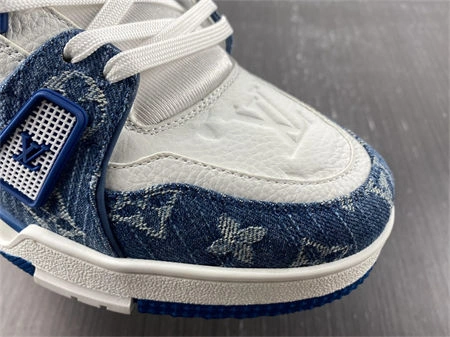 Luis Vitton LV Trainer Monogram Denim White Blue 1A9JGN GoodFit 1641